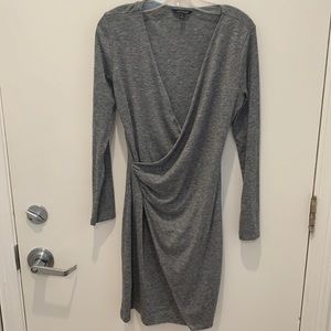 Gray Faux Wrap Dress
